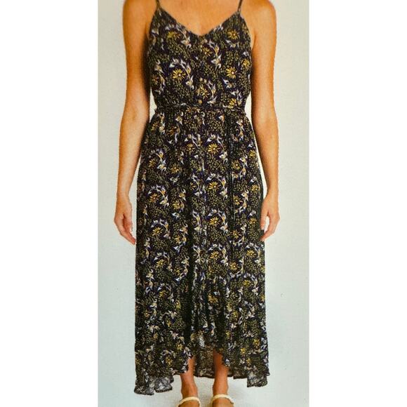 Sangria Beautiful Floral Button Down High Low Maxi Dress Large - Picture 1 of 8